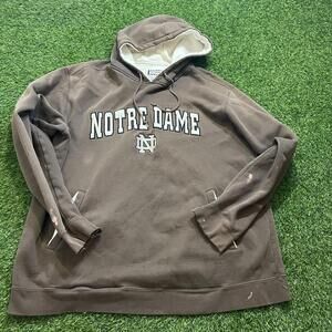 Vintage Notre Dame Foot Locker Embroidered Hoodie Sweatshirt Brown Size XXL